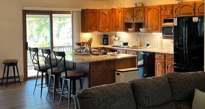 Lakefront home on Leavitt Bay, with private beach, dock, and an amazing view