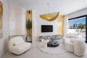 Living room - Luxury Seafront Villa Noles With Heated Pool, Jacuzzi, EV Near Zadar (Sukosan)