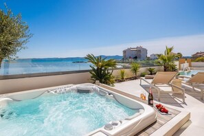 Villa, 4 Bedrooms, Smoking, Private Pool | Outdoor spa tub - Luxury Seafront Villa Noles With Heated Pool, Jacuzzi, EV Near Zadar (Sukosan)
