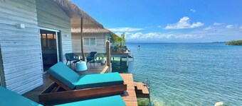 Coral Reef Over Water Bungalow, Bedroom, King Bed, Living Room, Kitchenette