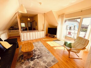 100-cm flat-screen TV with satellite channels