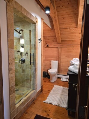 Shower, hair dryer, towels, soap - Waterfront Remodeled 6BR Retreat - Sauna, Views, Near Acadia National Park (Steuben)