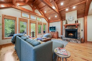 TV, fireplace