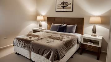 2 bedrooms, premium bedding, pillowtop beds, individually decorated