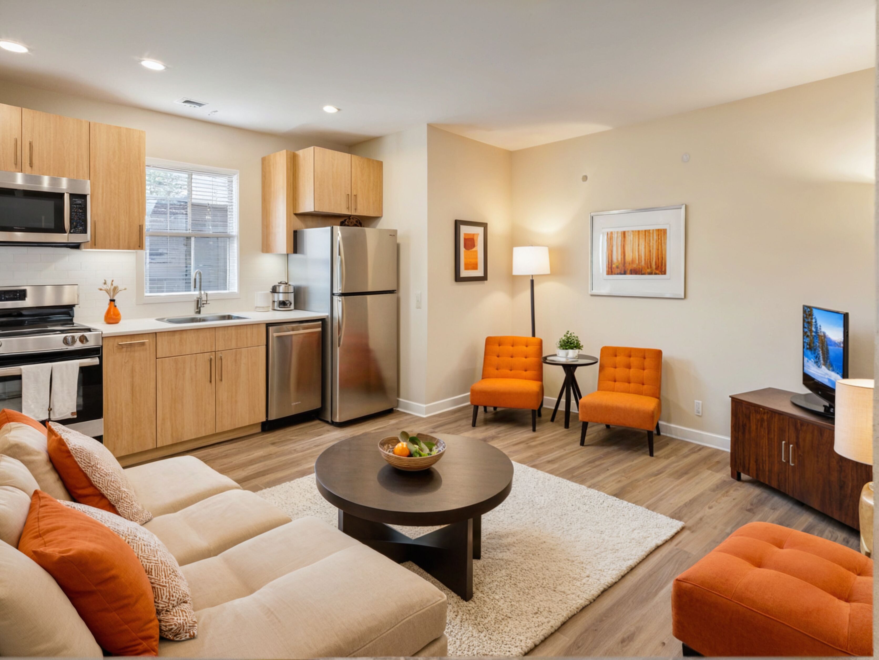 デラックス アパートメント 3 ベッドルーム | リビング エリア | 55 インチのスマートテレビ (デジタル放送視聴可)、Netflix、ストリーミングサービス