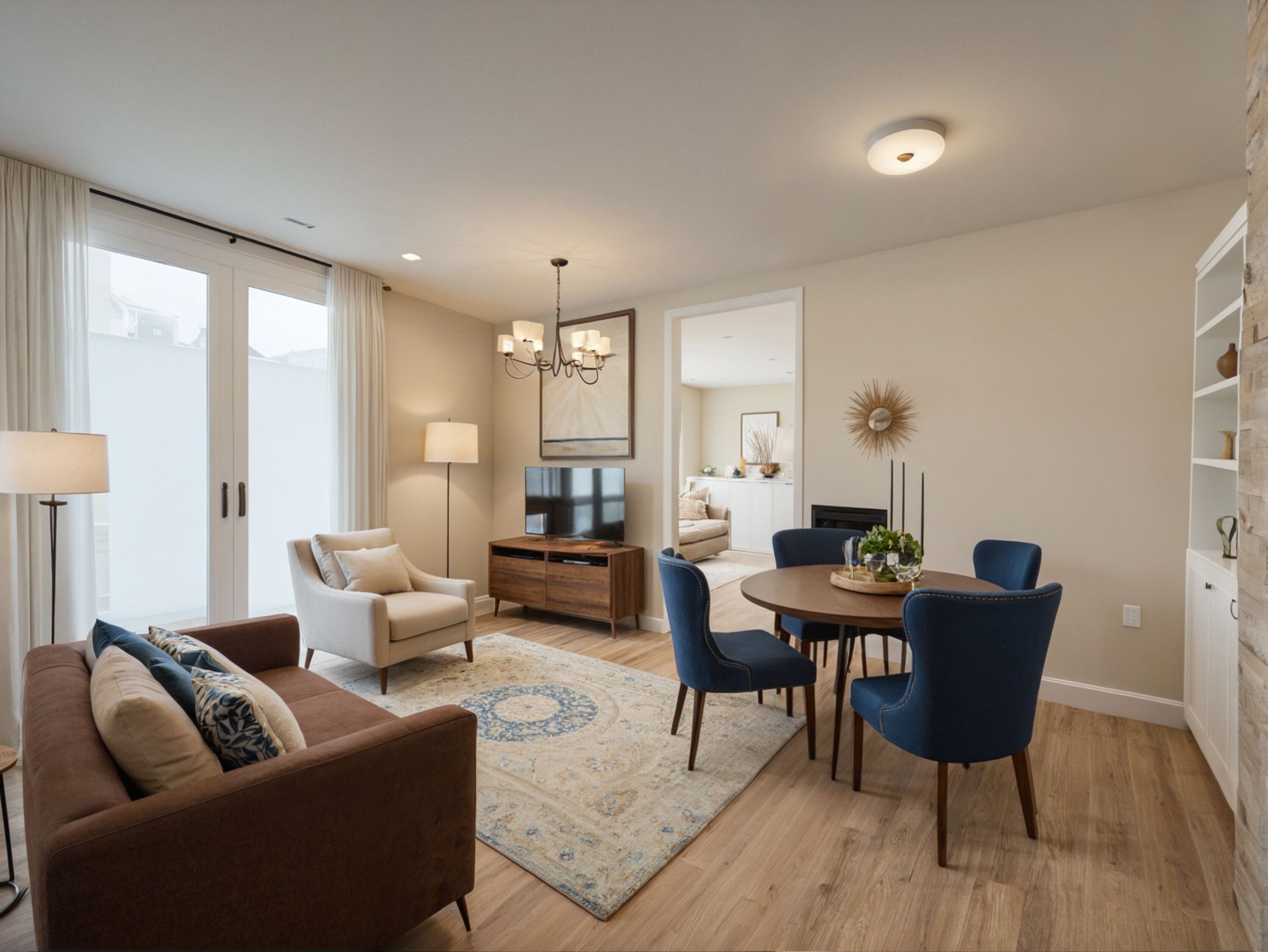 アパートメント 2 ベッドルーム | リビング エリア | 55 インチのスマートテレビ (デジタル放送視聴可)、Netflix、ストリーミングサービス