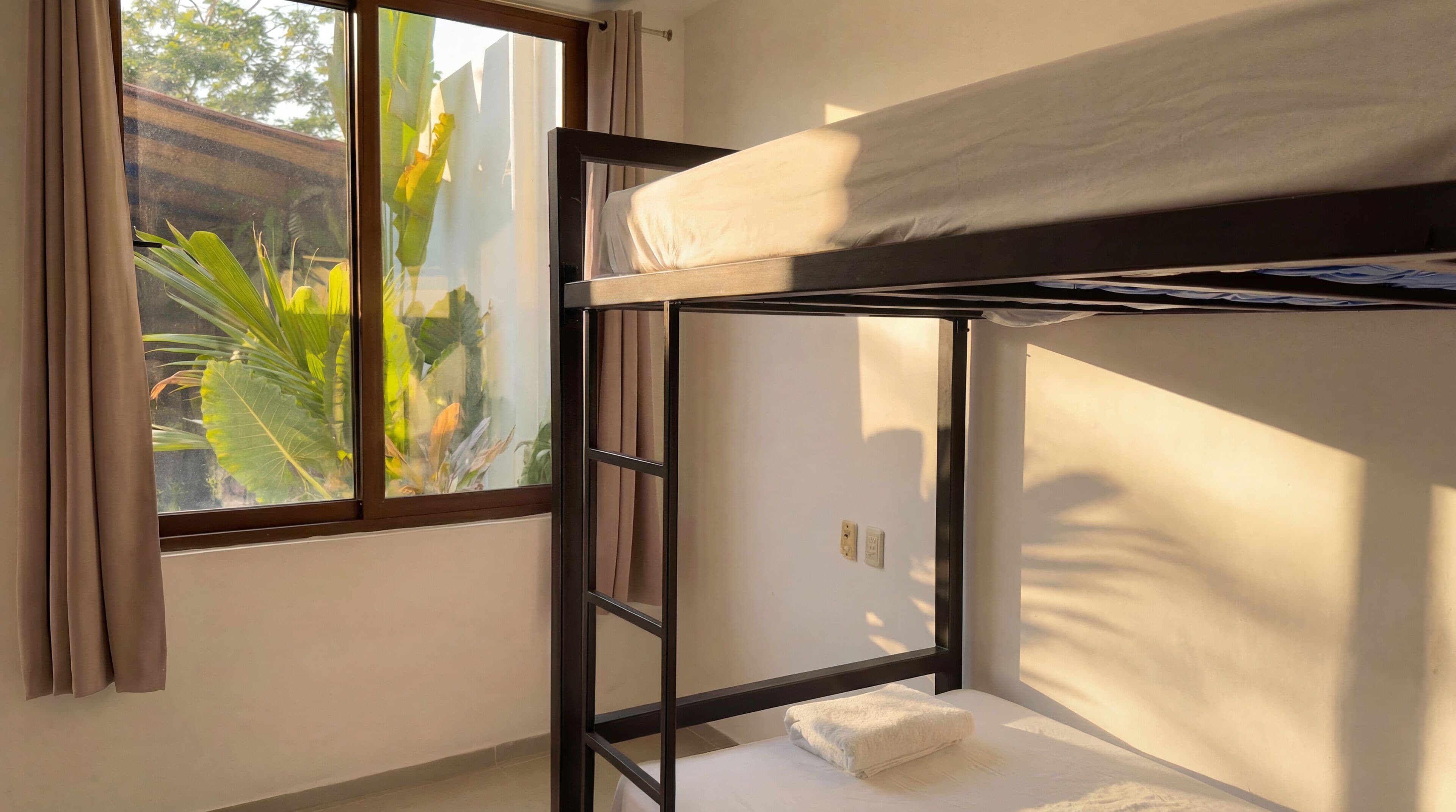 Gemeinsamer Comfort-Schlafsaal, Gemischter Schlafsaal, Terrasse, Gartenblick | Zimmersafe, Schreibtisch, laptopgeeigneter Arbeitsplatz