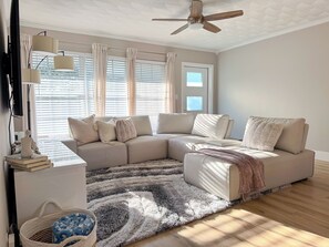 Smart TV, fireplace, computer monitors, printers