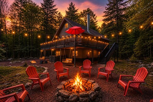 Chalet Lake Harmony Hot tub Fireplace Pool Table Private Beach Walkable to Lake