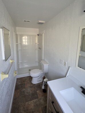 Shower, hair dryer, towels, toilet paper - Cozy Countryside Retreat —  3 bedroom home with WiFi and AC in Dade City Florida (Dade City)
