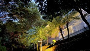 A pathway leading to a greenhouse with a sign that reads "HUCIA". - Beautiful Villa Lucia, Gated Tropical Retreat, Private Deck with Pool, Ojochal (Provincia de Puntarenas)