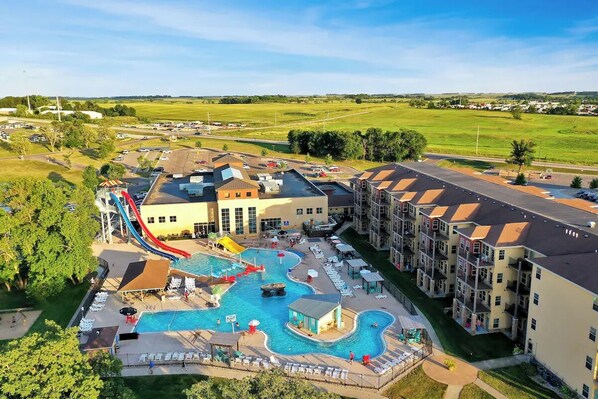 Indoor pool, outdoor pool - Casa Lago -- 4-Bedroom Home & UTV with Okoboji Lake View steps from Bridges Bay! (Arnolds Park)