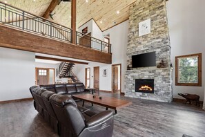 Smart TV, fireplace, table football