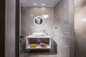 Hair dryer, soap, toilet paper