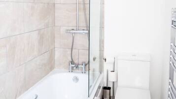 Hair dryer, towels, toilet paper