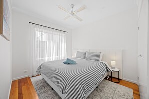 4 bedrooms, desk, iron/ironing board, travel cot