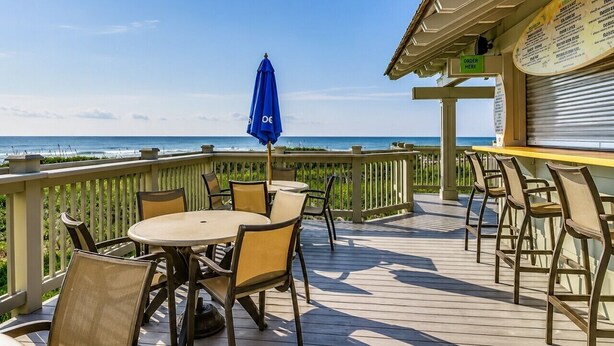 Outdoor dining - Oceanfront Resort Condo with Relaxing Pool Hot Tub (Myrtle Beach)