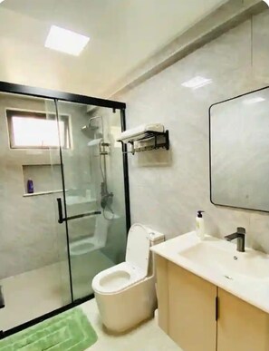 Bidet, Handtücher, Seife, Toilettenpapier