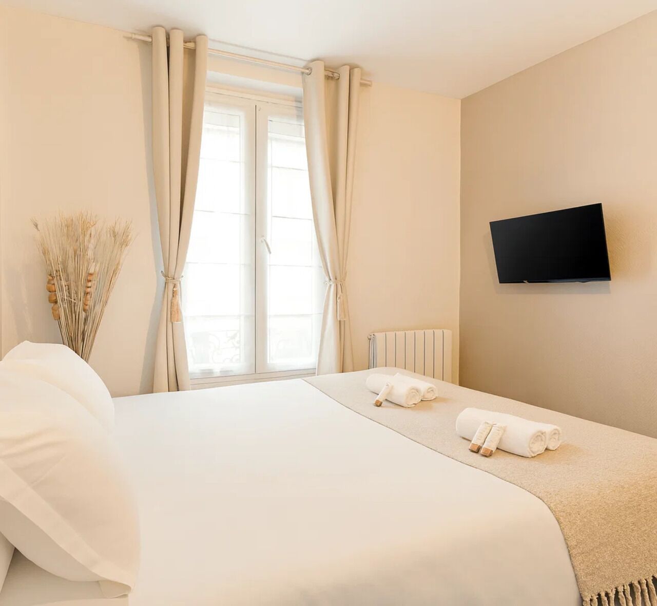 Blackout drapes, iron/ironing board, travel crib, free WiFi