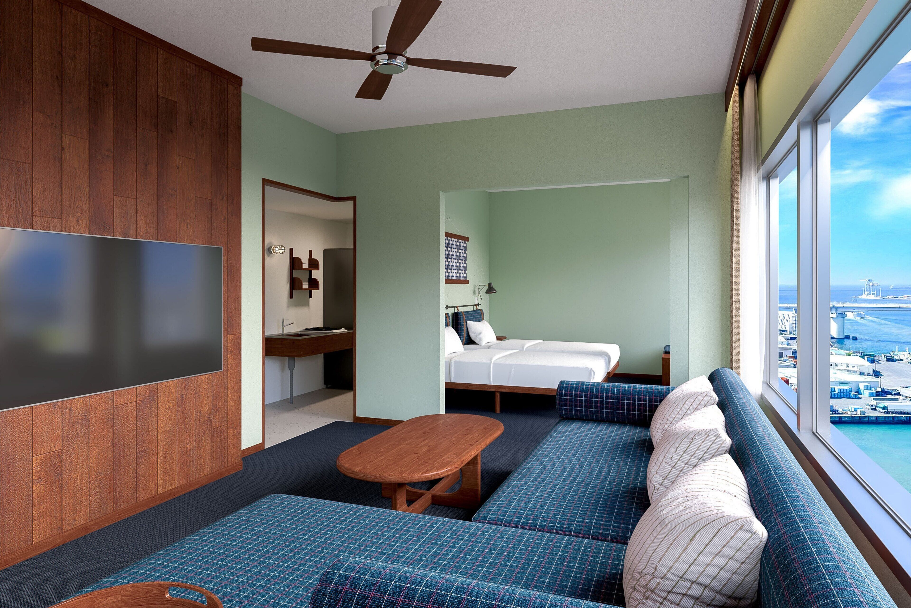 尊貴客房, 2 間臥室, 非吸煙房, 轉角 (Bayside, Washing Machine) | 免費 Wi-Fi