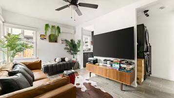 Smart TV, DVD player, livros, aparelho de som