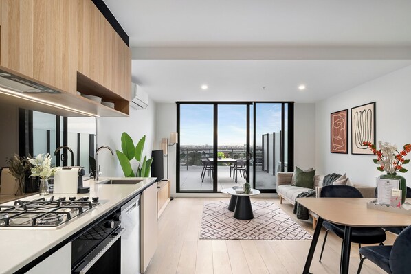 Living area - Hobson Apartments by Urban Rest (Spotswood)