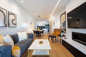 Apartment, 2 Bedrooms, Kitchen, City View | Living room | 50-inch Smart TV with digital channels, streaming services - Bloom 2-Bedroom Apartment in Athens (Glyfada)