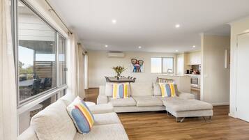 TV, fireplace, DVD player, books