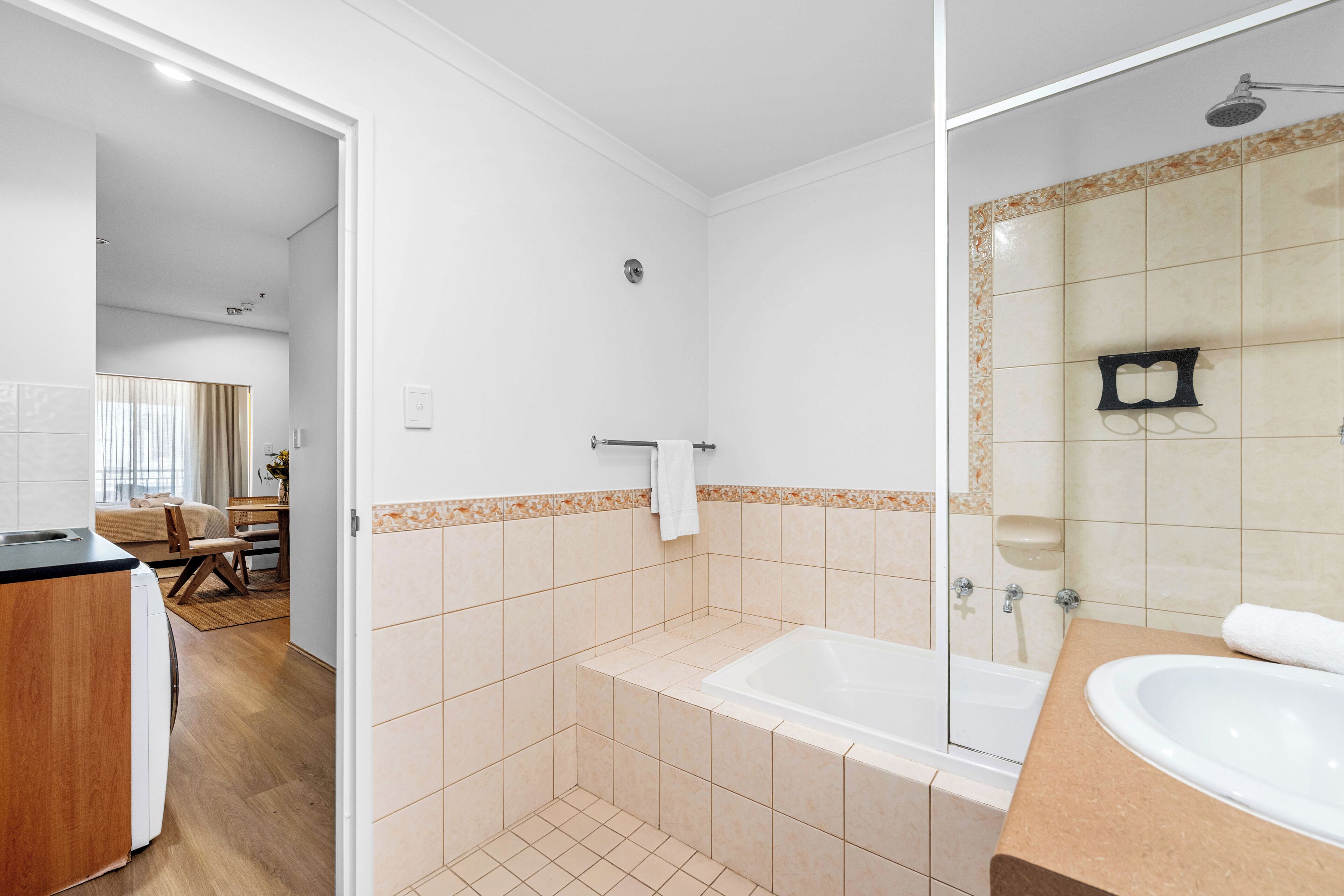 Hair dryer, towels