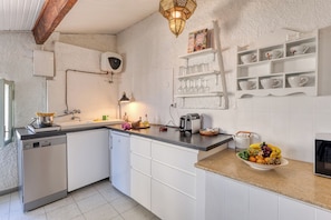 Estúdio standard (La Casa Della Vikinga) | Cozinha privada | Micro-ondas, cooktop, lava-louças, cafeteira/chaleira