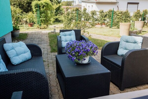 Terrace/patio - Vacation apartment "Strand & gut" - Amber (Zempin)