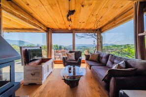 家庭單棟房屋, 多間臥室 (Castle View Haven With Wellness And) | 客廳 | 21 吋智能電視連數碼電視頻道、壁爐