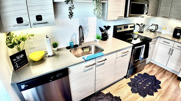 Microwave, oven, stovetop, dishwasher