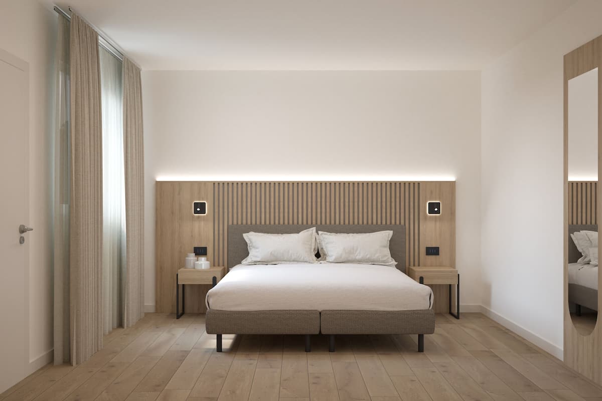 1 habitación, caja de seguridad en la habitación y escritorio