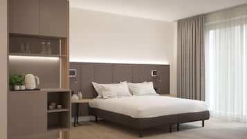 Junior-Doppelzimmer, Balkon | Zimmersafe, Schreibtisch, Verdunkelungsvorhänge, schallisolierte Zimmer