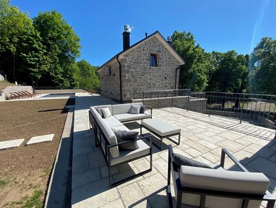 Rustic stone house-Casa Tilia-with pool and sauna, in peaceful village near sea.