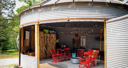 Unique Midwest stay in two story grain bins! Sleeps 8 in a 2-story grain bins