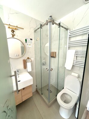 Basic Single Room | Bathroom | Shower, slippers, towels, soap - Casa D'Agostino (Santiago)