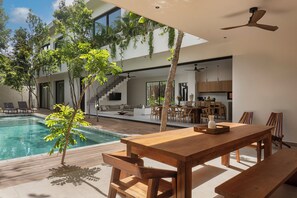 Outdoor dining - NEW! Spacious 5 Suites Villa with gorgeous outdoor space in delightful Tulum, (Tulum)