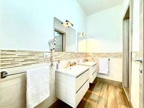 Hair dryer, towels