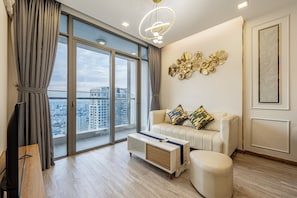 Royal Apartment, 2 Bedrooms, Balcony, City View | Living area | Flat-screen TV