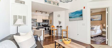 Condo, 1 Queen Bed with Sofa bed, Kitchen, Garden View (Adventure's at Villa Del Sol) | Living area | 42-inch flat-screen TV with digital channels