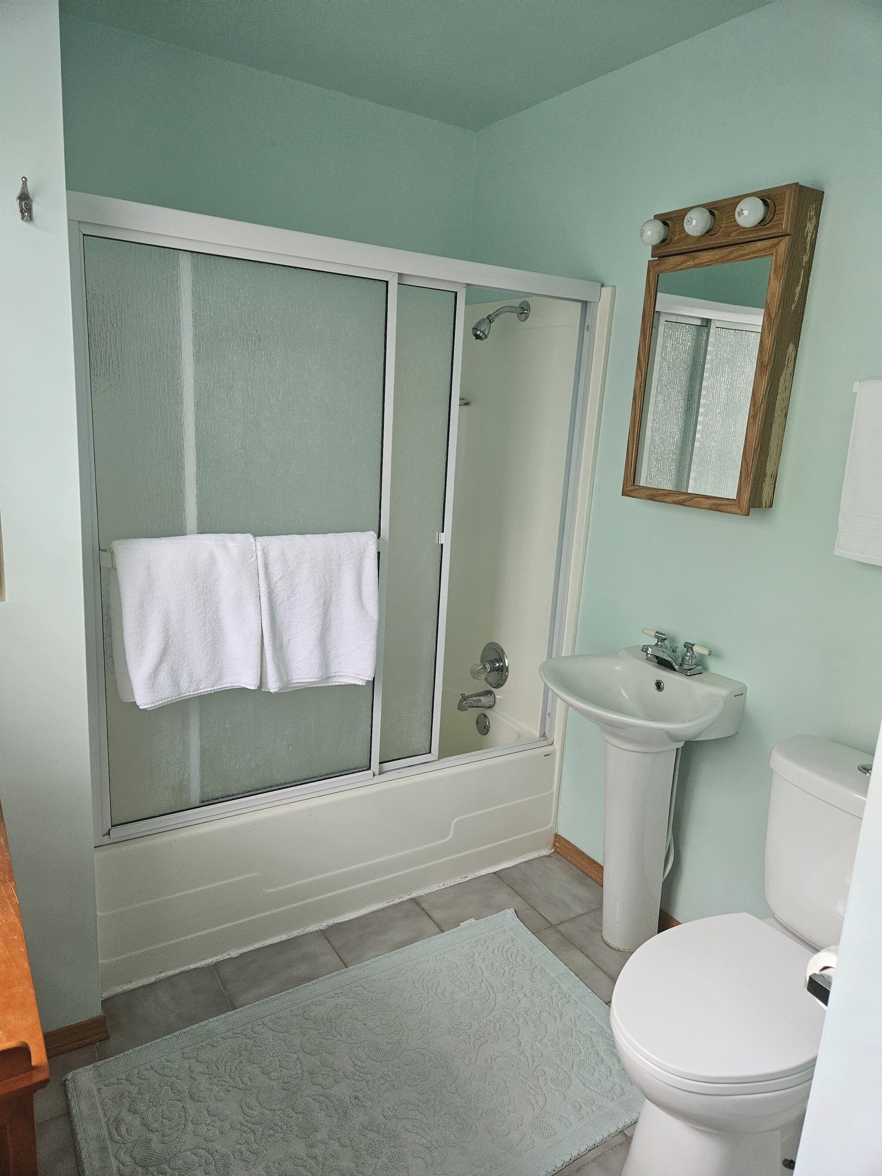 Serviettes fournies, savon, papier toilette