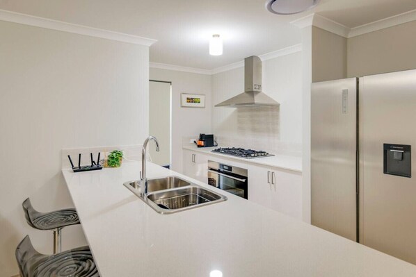 Fridge, microwave, oven, dishwasher