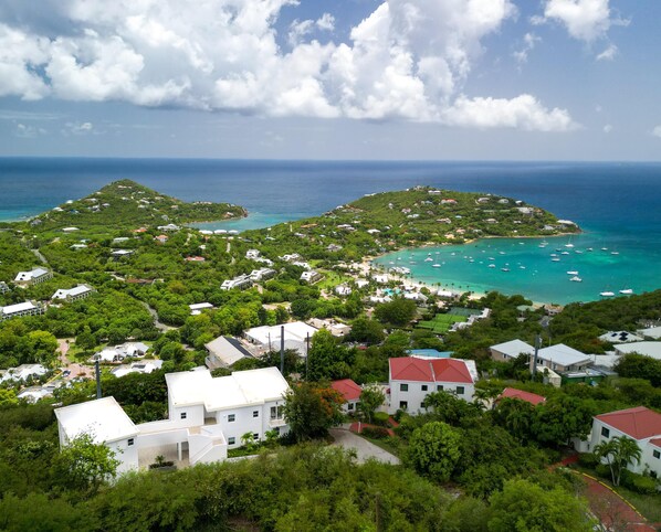 Aerial view - 2 bed, 2 bath with pool access overlooking Cruz Bay (Cruz Bay)