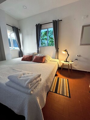 1 slaapkamer, een strijkplank/strijkijzer, wifi, beddengoed