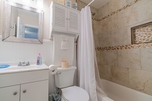 Sèche-cheveux, serviettes fournies, savon, papier toilette