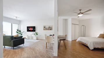 1 slaapkamer, een strijkplank/strijkijzer, wifi (toeslag)