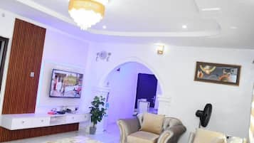 DVD player, ping pong, music library, video library