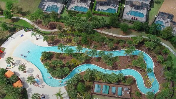 Outdoor pool, pool loungers